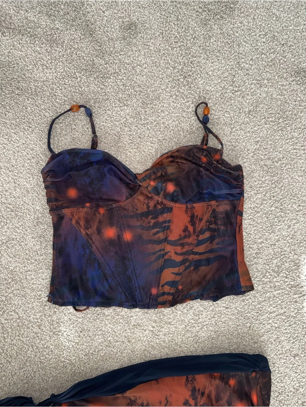 Outcast Tie-Dye Maxi Dress with Matching Top - Navy & Rust